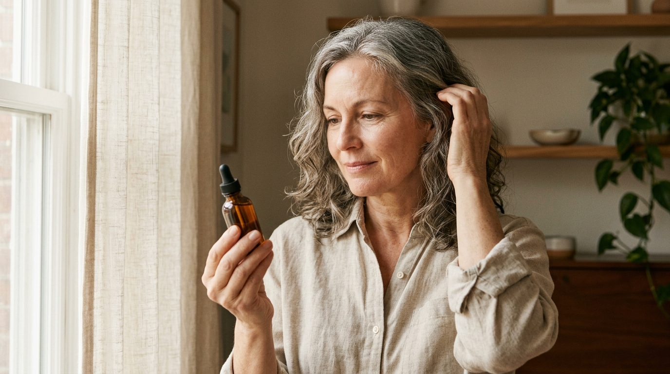 Woman considering skin and hair changes during GLP-1 treatment